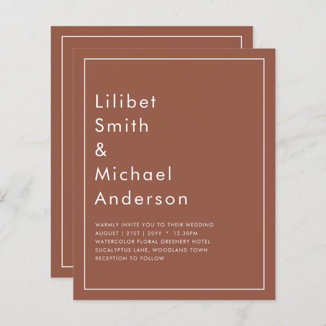 BUDGET Dark Terracotta Mariage monochrome (Devant / Derrière)