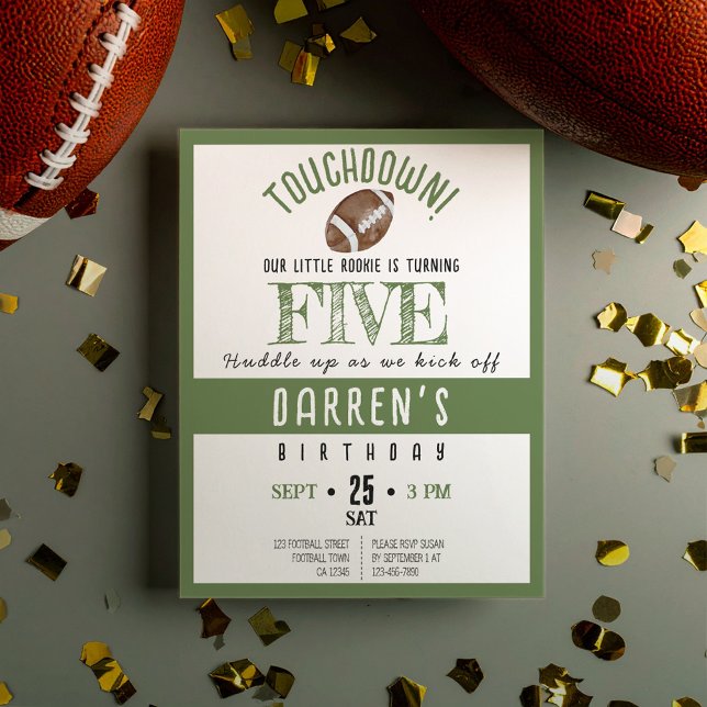 Budget de football Rookie Anniversaire Invitation (Créateur téléchargé)