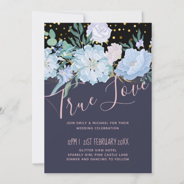 Budget de mariage floral rose poudré bleu poussièr (Devant)