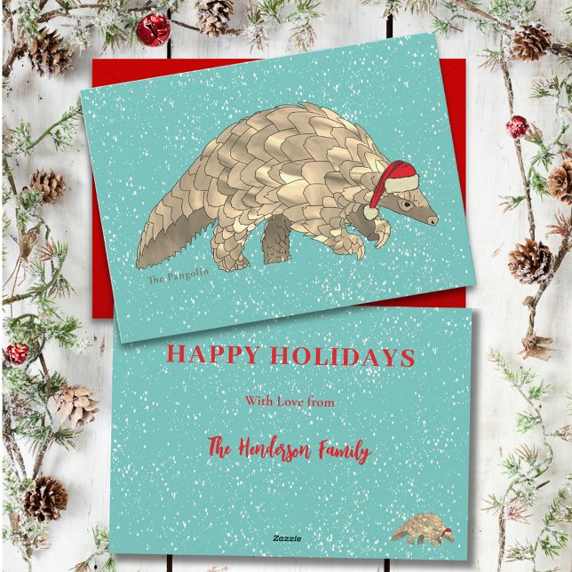 Budget de Noël Pangolin personnalisé (Christmas pangolin custom budget holiday card)