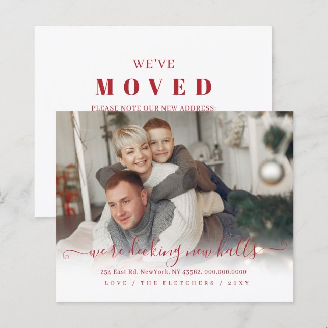 Budget Deck New Halls Moving Holiday Card (Devant / Derrière)