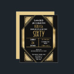Budget Déco 60e anniversaire Gold Black Invitation<br><div class="desc">Art Déco 60e anniversaire Gold Black Invitation. Un prix économique PETIT 4, 5 po x 5, 6 po alternatif. Disponible dans un STOCK SEMI-GLOSS 110 lb CARD qui est l'option par défaut (plus épais pour les invitations), OU un STOCK SATIN FINISH 80 lb THINNER PAPER (idéal pour les boîtiers). Les...</div>