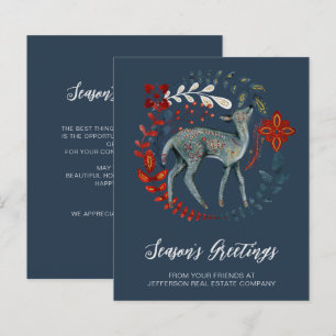 Budget Deer Wreath Nordic Business Holiday Card