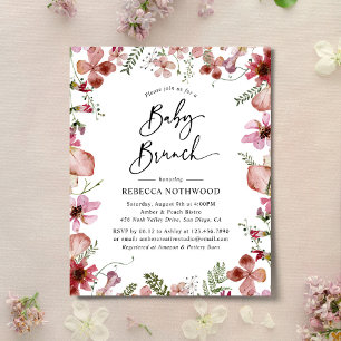 Budget Delicy Rose Floral Baby Brunch Invitation
