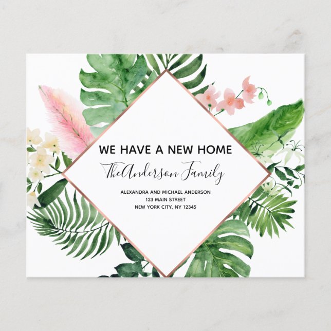 Budget Déplacement Faire-part Tropical Floral (Devant)