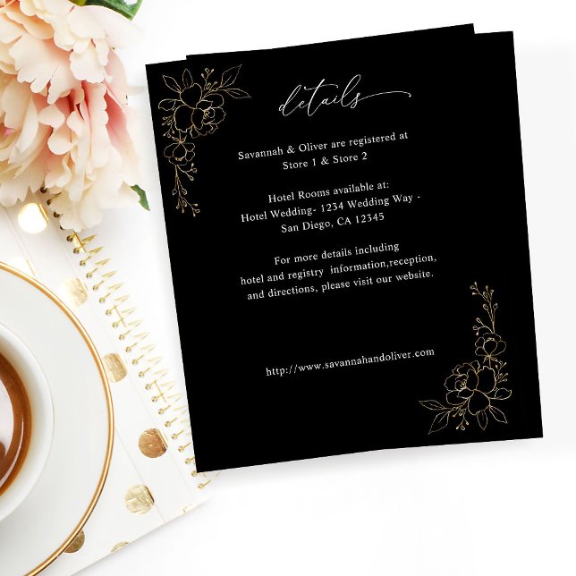 Budget Détails floraux avec dorure - Noir (Créateur téléchargé)