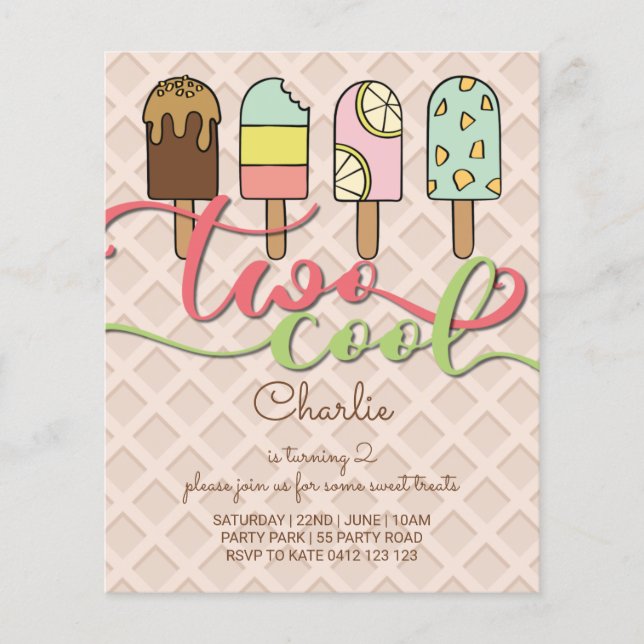 BUDGET Deux Cool Popsicle Invitation d'anniversair (Devant)