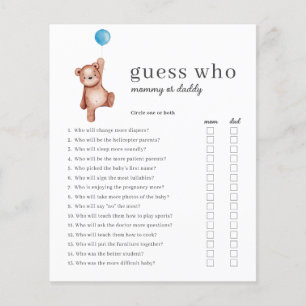 Budget Devinez Qui Baby shower Jeu Garçon