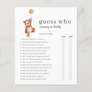 Budget Devinez Qui Baby shower Jeu Neutre Hommes E