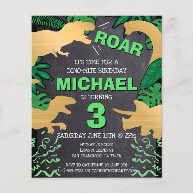 Budget Dinosaur Enfants Garçon Dino Invitation Ann (Devant)