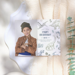 Budget Dinosaur Photo Anniversaire Fête Invitation