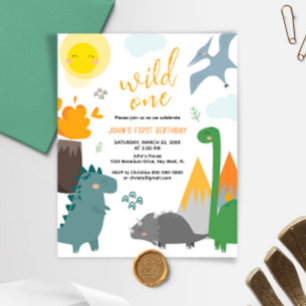 Budget Dinosaur Wild Un 1er anniversaire Invitatio