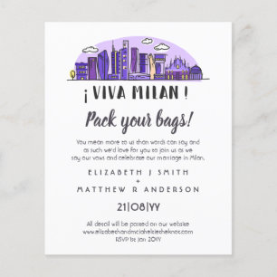 Budget d'invitation manuscrit du Mariage MILAN Sky
