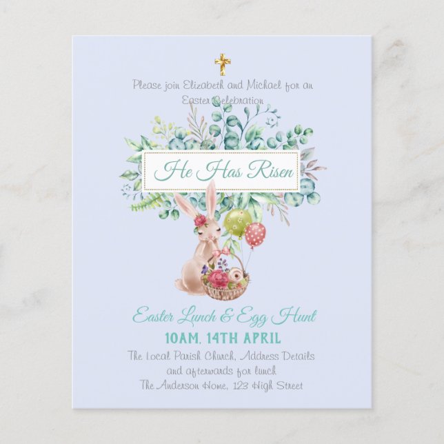 Budget d'invitation religieuse de Pâques (Devant)