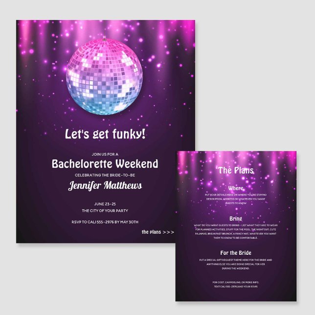 Budget Disco Bachelorette Fête Invitations (Créateur téléchargé)