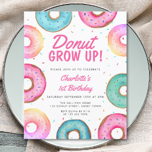 Budget Donut Girl's 1st Birthday Invitation
