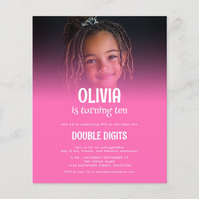 Budget Double chiffres Photo Hot Pink 10ème parti (Devant)