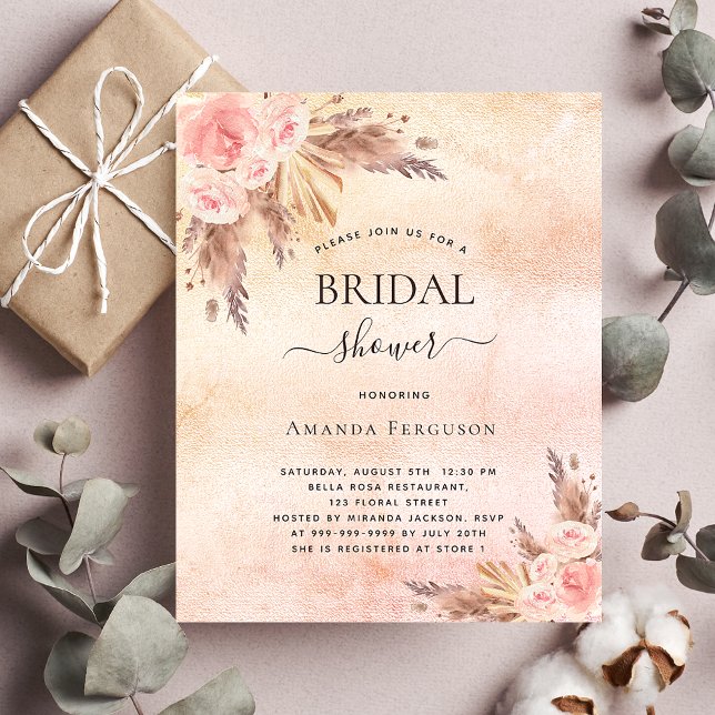 Budget douche nuptiale boho pampas herbe or rose (Créateur téléchargé)