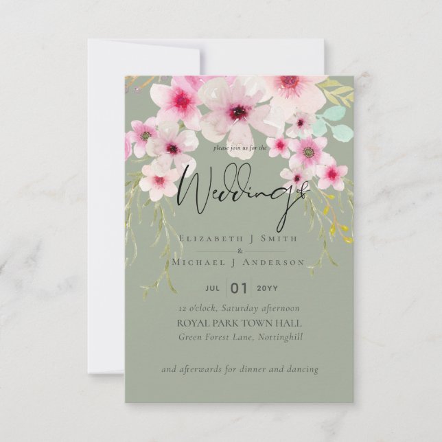 Budget du script de Mariage floral rose vif (Devant)