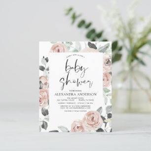 Budget Dusty Baby shower rose Floral Invitation