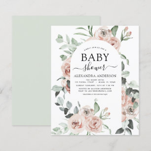 Budget Dusty Baby shower rose Floral Invitation