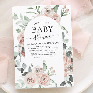 Budget Dusty Baby shower rose Floral Invitation