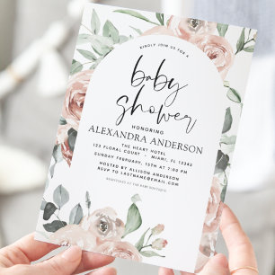 Budget Dusty Baby shower rose Floral Invitation