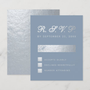 Budget Dusty Blue Argent Calligraphie Mariage RSVP