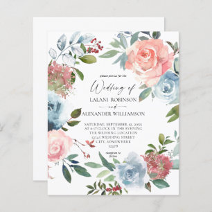 Budget Dusty Blue Baby & Blush Pink Floral Mariage