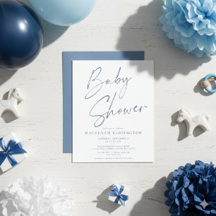 Budget Dusty Blue Baby shower de script manuscrit