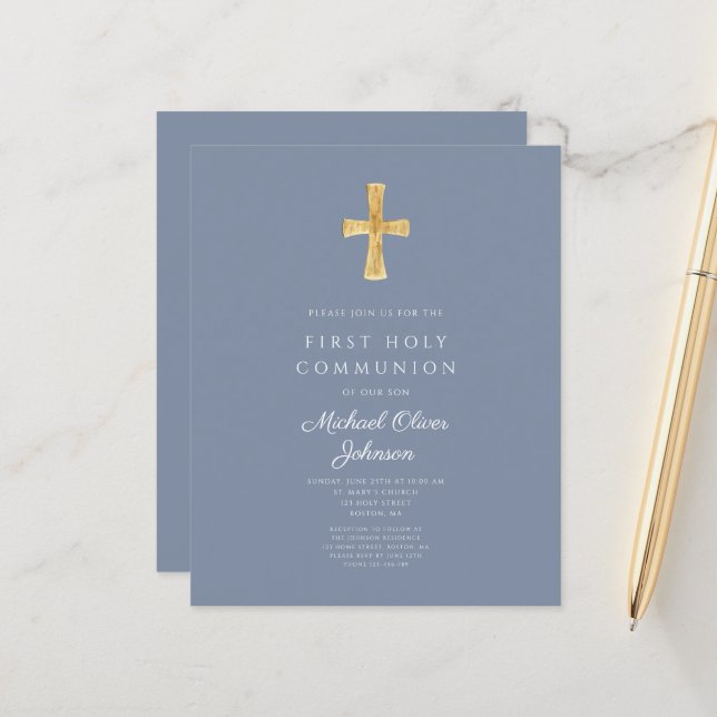Budget Dusty Blue Boy First Communion (Devant/Arrière en situation)