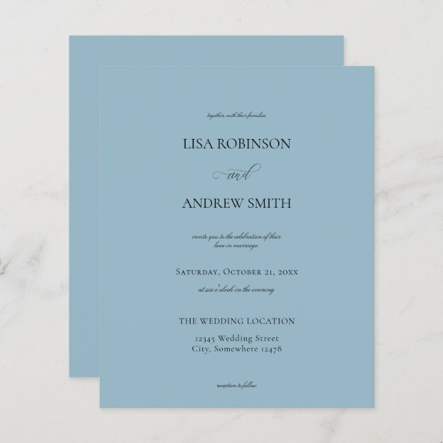 Budget Dusty Blue Calligraphy Mariage (Devant / Derrière)