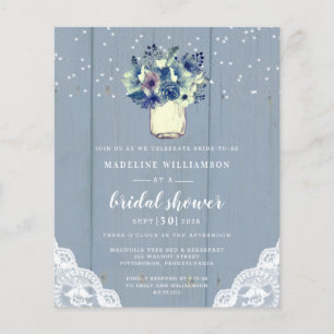 Budget Dusty Blue dentelle nuptiale invitation dou