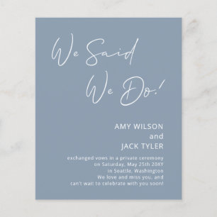 Budget Dusty Blue Elopement Faire-part