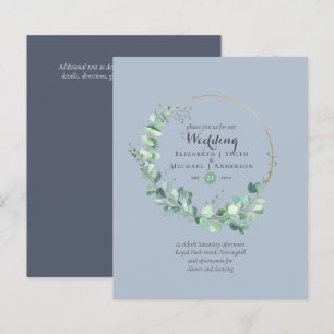 Budget Dusty Blue Eucalyptus Mariage Invite