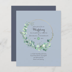 Budget Dusty Blue Eucalyptus Mariage Invite