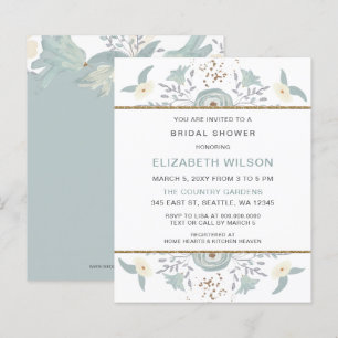 Budget Dusty Blue Floral Bridal Shower Invitation