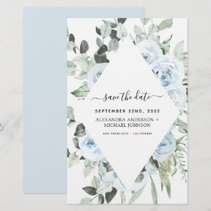 Budget Dusty Blue Floral Enregistrer la date Verdu