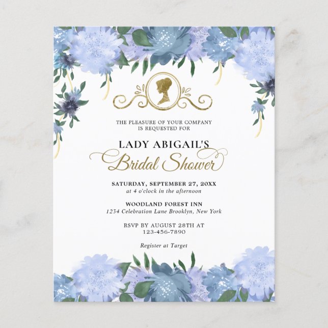 Budget Dusty Blue Floral Fête des mariées victorie (Devant)