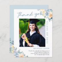 Budget Dusty Blue Floral Graduation Merci