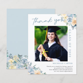 Budget Dusty Blue Floral Graduation Merci