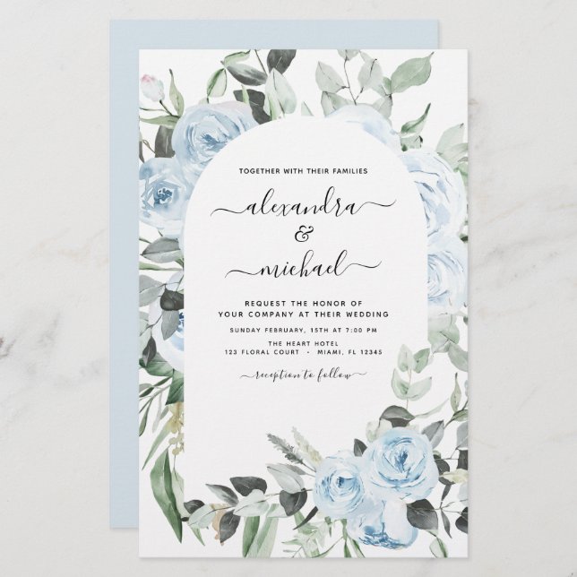 Budget Dusty Blue Floral Mariage (Devant / Derrière)