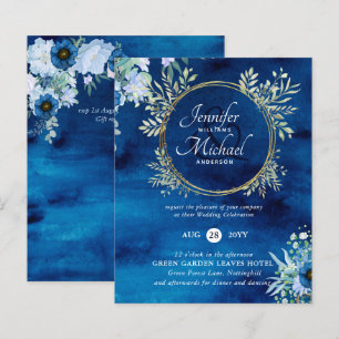 BUDGET Dusty Blue Floral Mariage Invitation