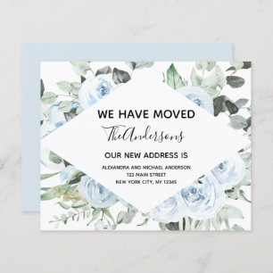 Budget Dusty Blue Floral Moving Faire-part