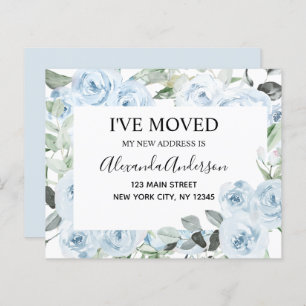 Budget Dusty Blue Floral Moving Faire-part