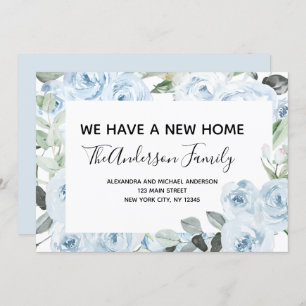 Budget Dusty Blue Floral Moving Faire-part