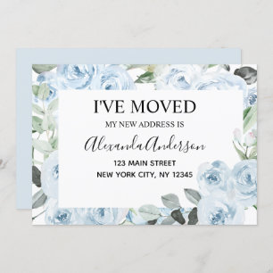Budget Dusty Blue Floral Moving Faire-part