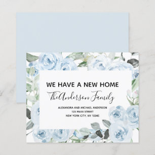 Budget Dusty Blue Floral Moving Faire-part