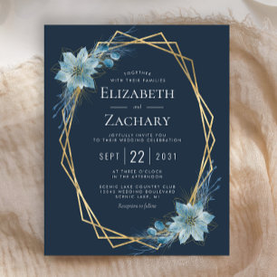 Budget Dusty Blue Floral Navy Mariage d'hiver