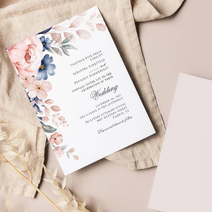 Budget Dusty Blue Floral rose Mariage d'aquarelle